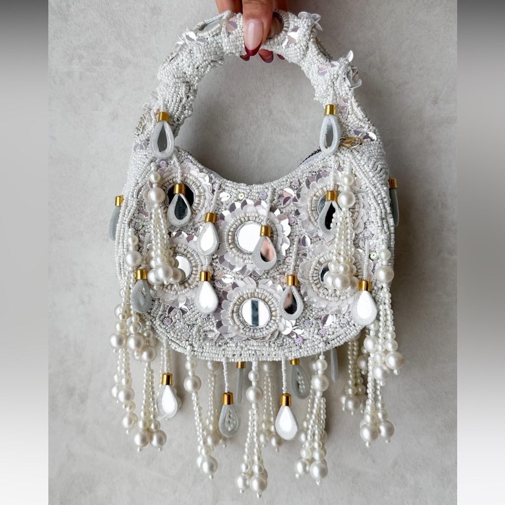 Toshi Jewels White Beaded Mini Georgia Bag